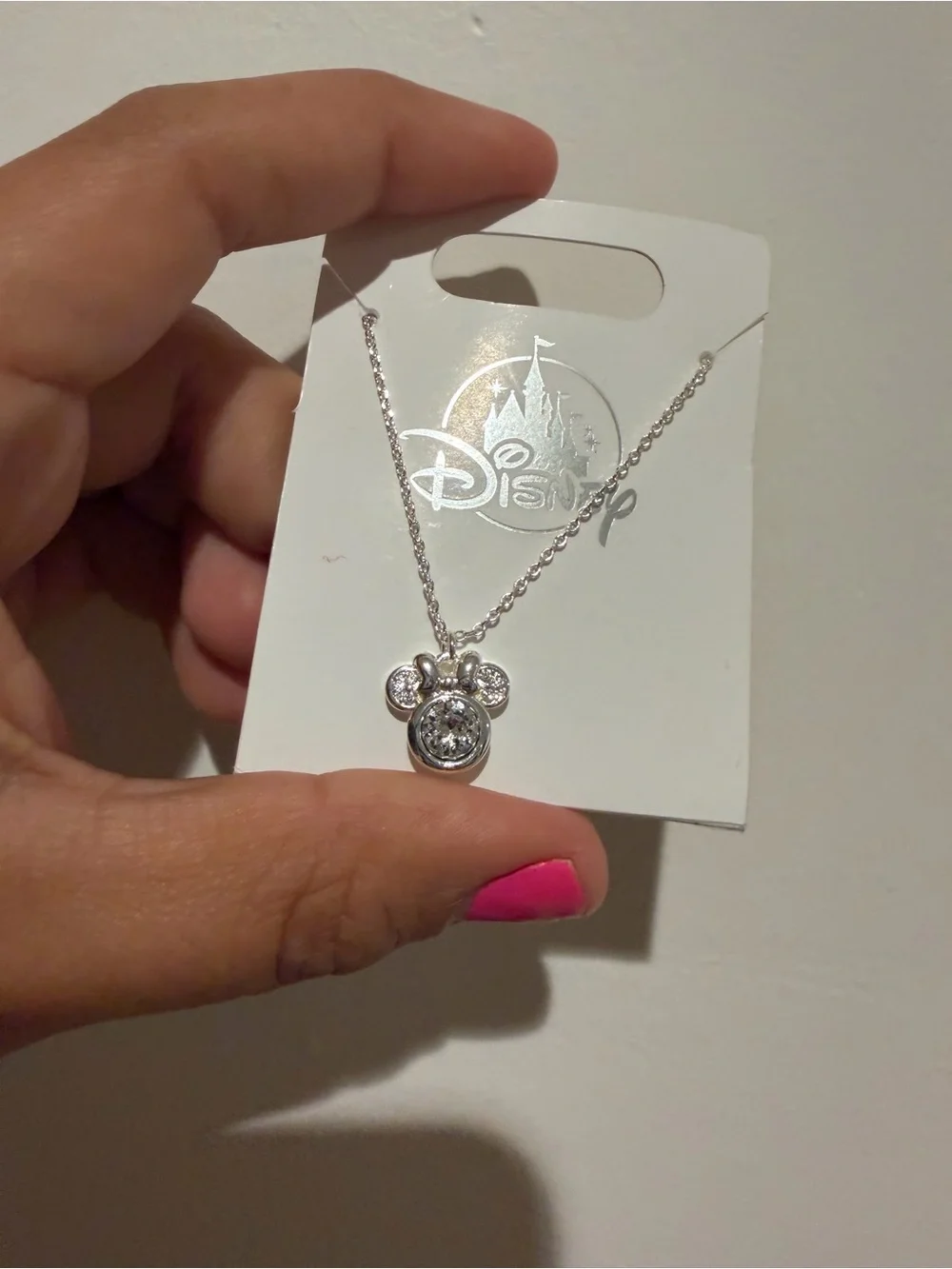 Disney Silver Minnie Crystal Necklace